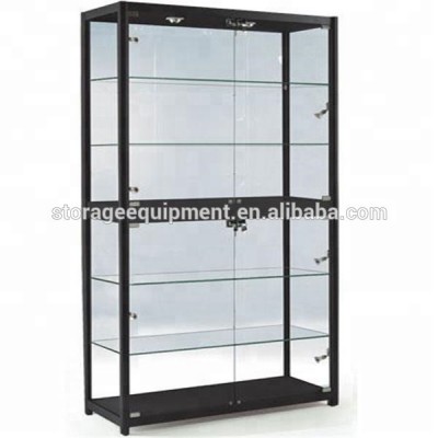 Stand-up led lighted glass shelf with storage cabinet